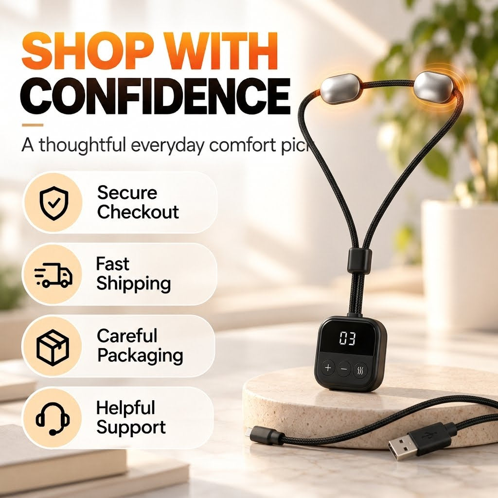 Wearable Neck Massager with Heat – 4 Massage Modes, 9 Intensity Levels & Up to 15-Day Battery Life