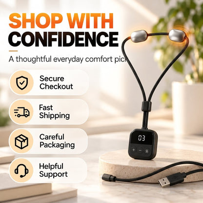 Wearable Neck Massager with Heat – 4 Massage Modes, 9 Intensity Levels & Up to 15-Day Battery Life
