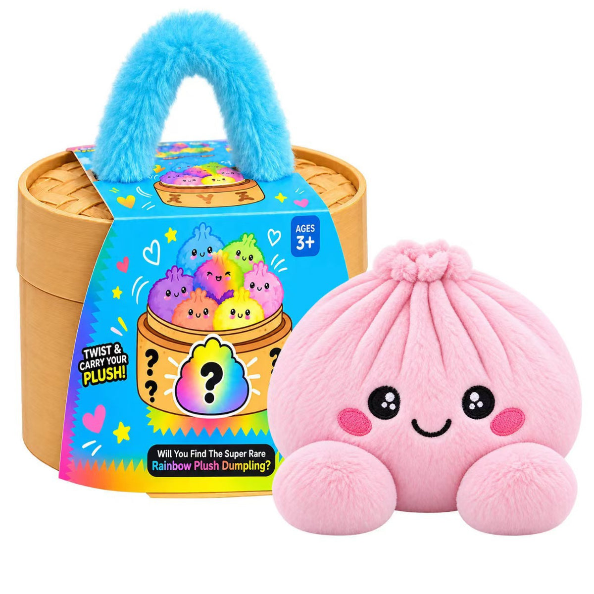 🥟 Cute Dumpling Plush Toy – Soft & Slow-Rebound Stress Relief Stuffed Animal with Bamboo Steamer Case🌈