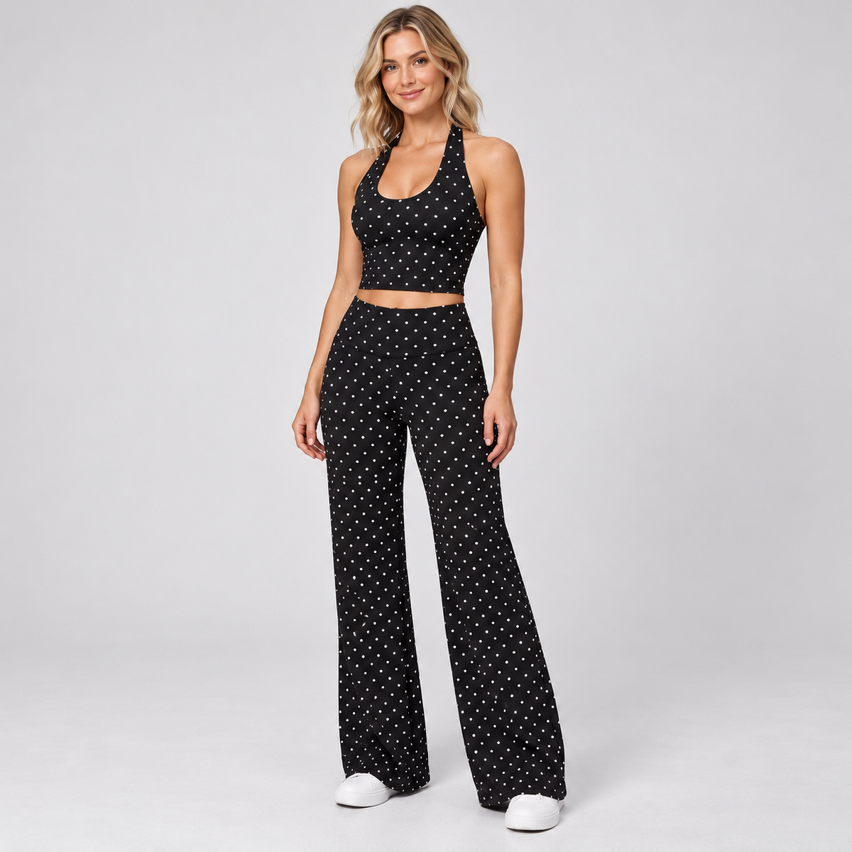 ✨ Women's Comfy 2-Piece Lounge Set – Halter Tank Top & Relaxed Wide Leg Pants
