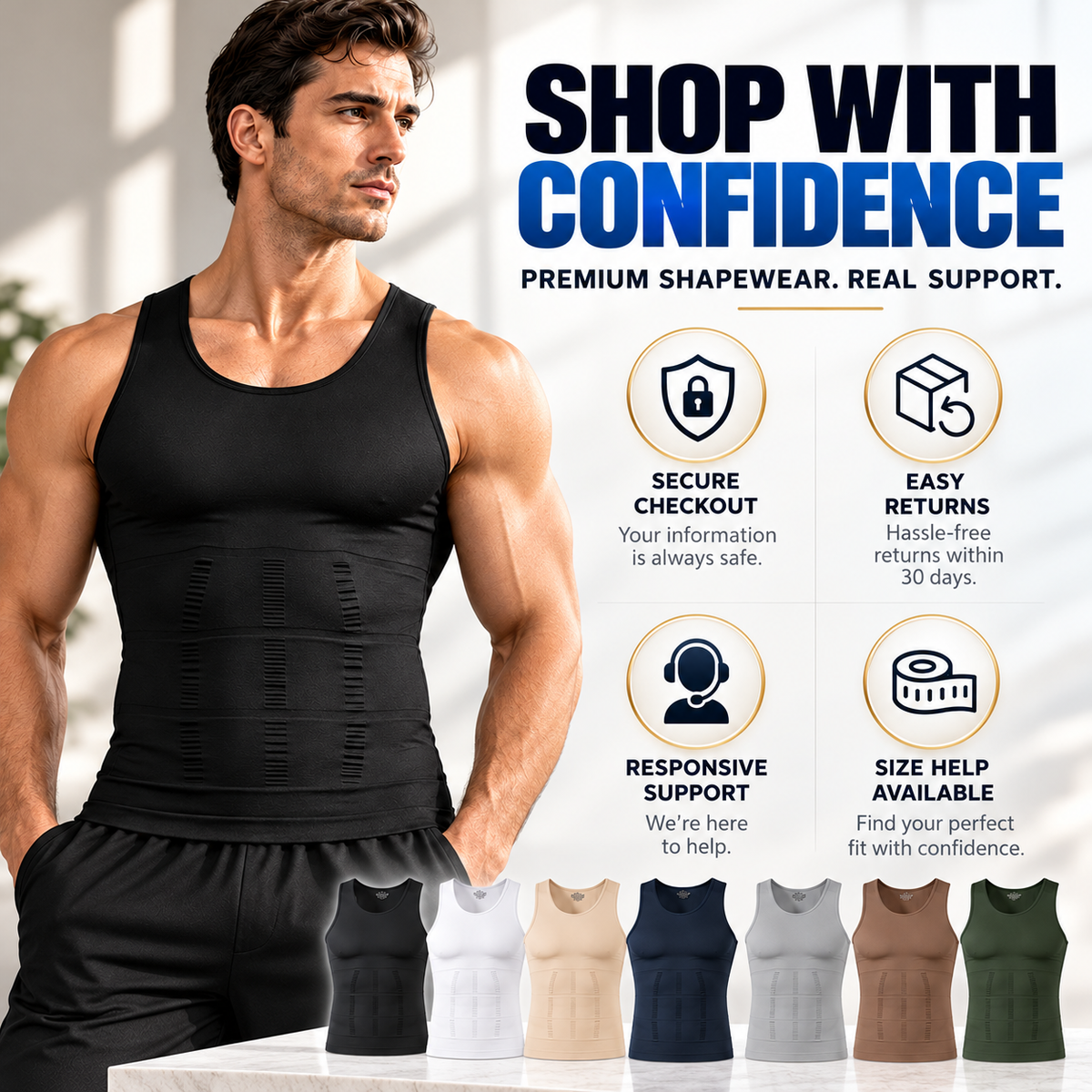 2/3/4Pack Menswear Compression Tank Top,tummy & Abdominal Control Body Shaper Trainer Vest