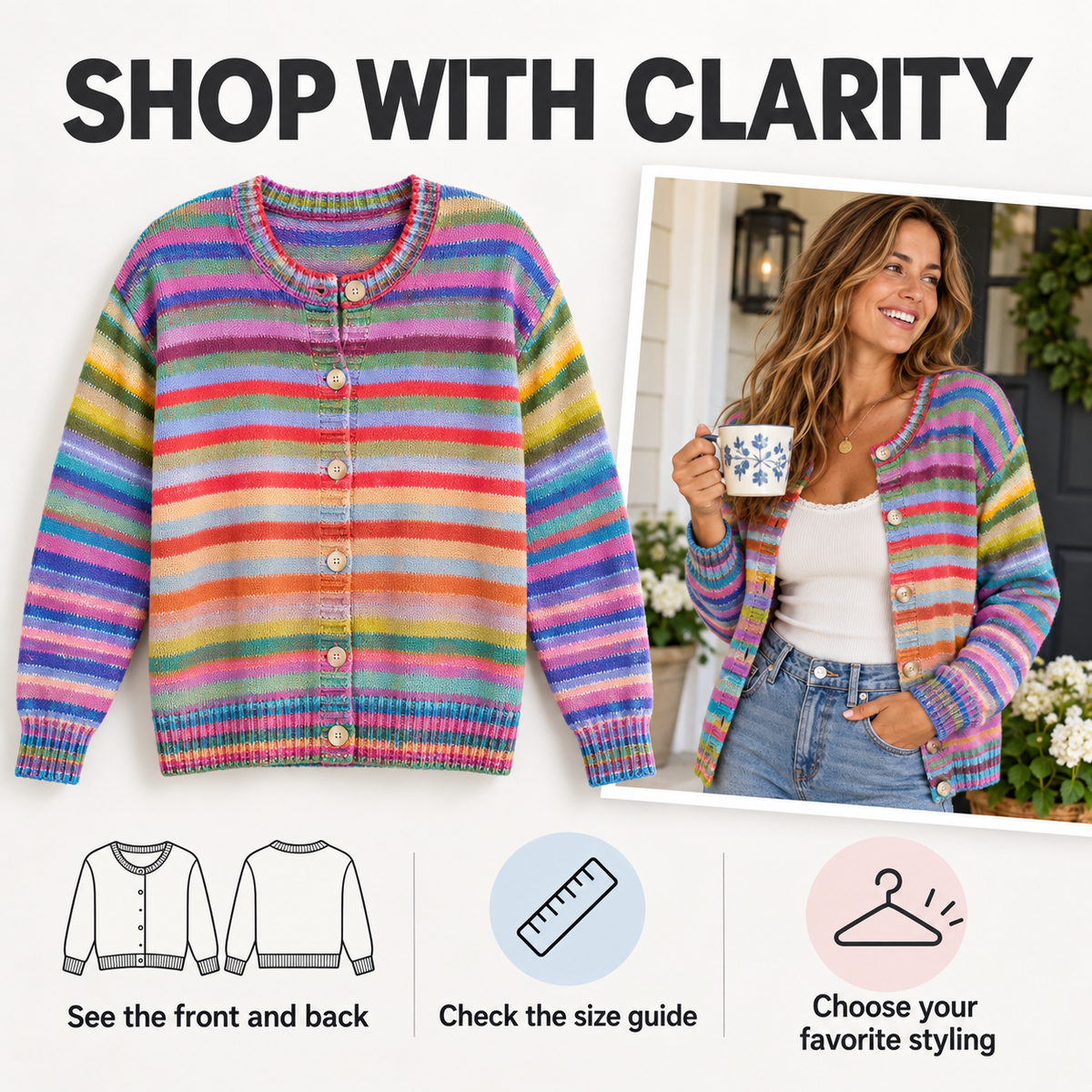 Rainbow Stripe Relaxed Knit Cardigan
