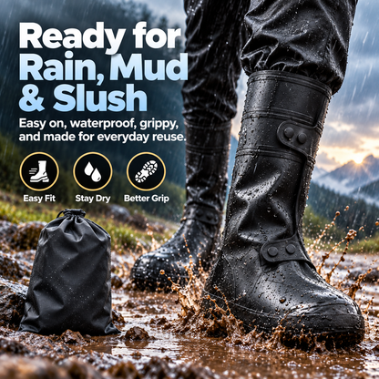 Wide-Opening Waterproof Rain Boot Covers — Easy On, Secure Fit & All-Weather Protection