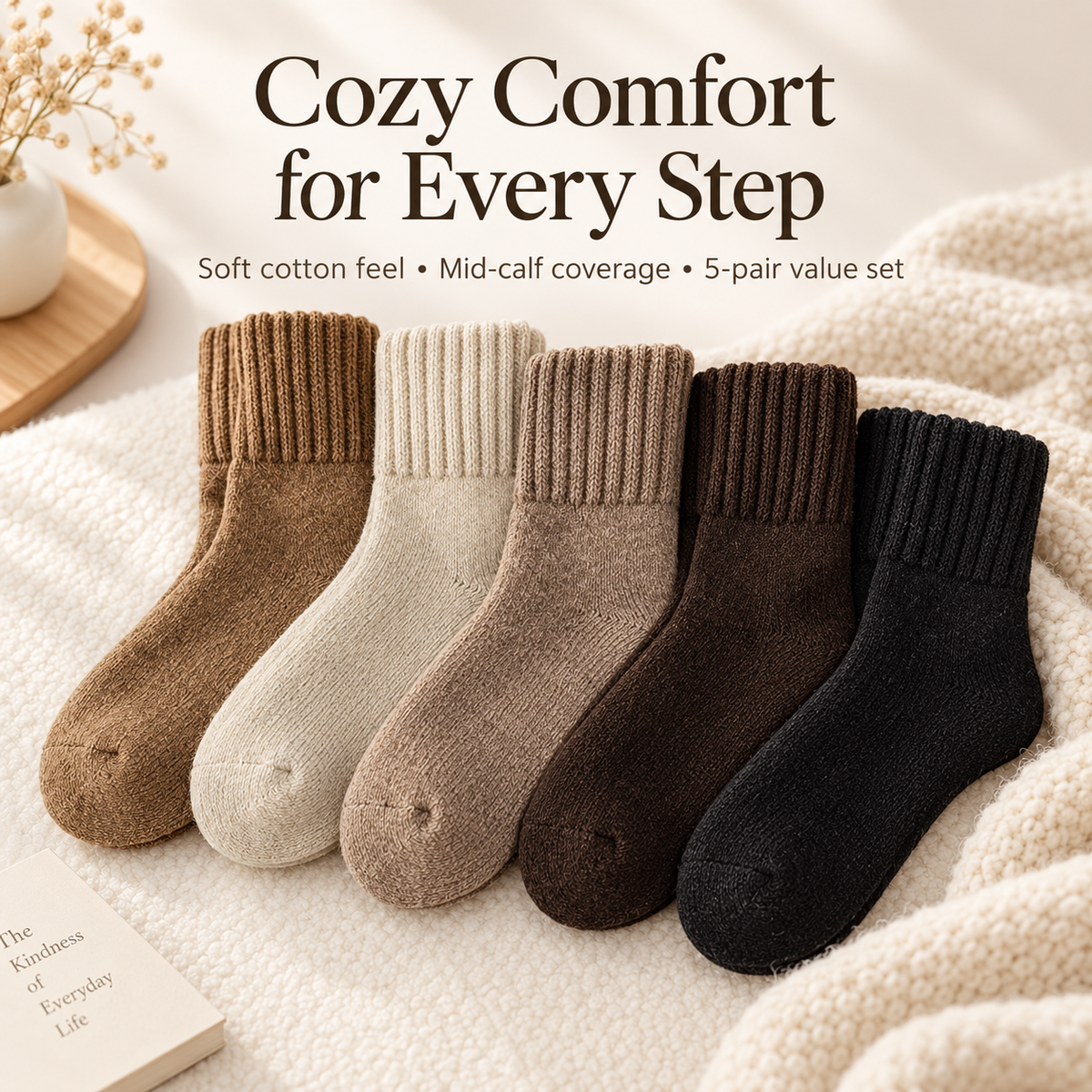 5-Pack Women’s Warm Mid-Calf Socks