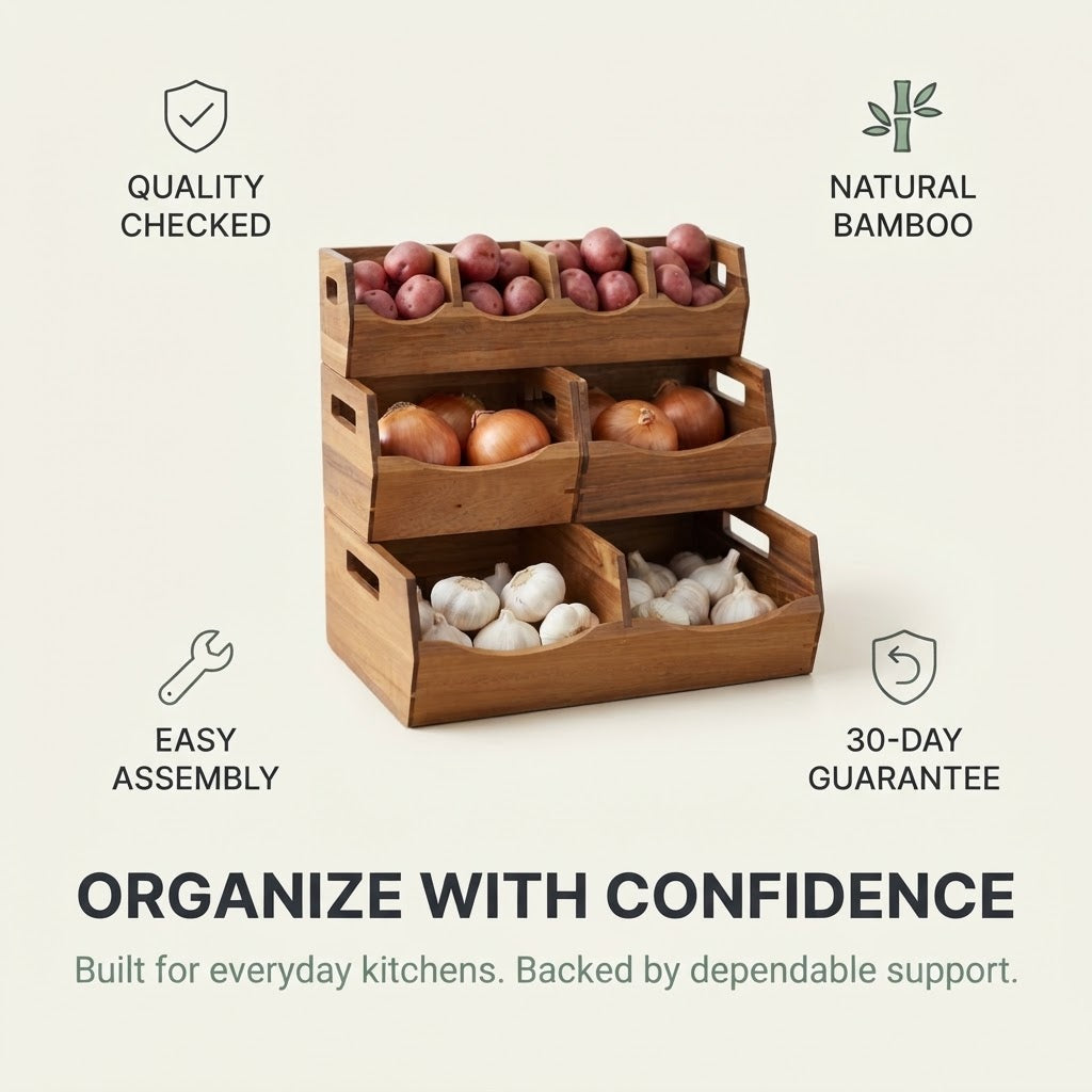 3-Tier Bamboo Potato &amp; Onion Storage Bin