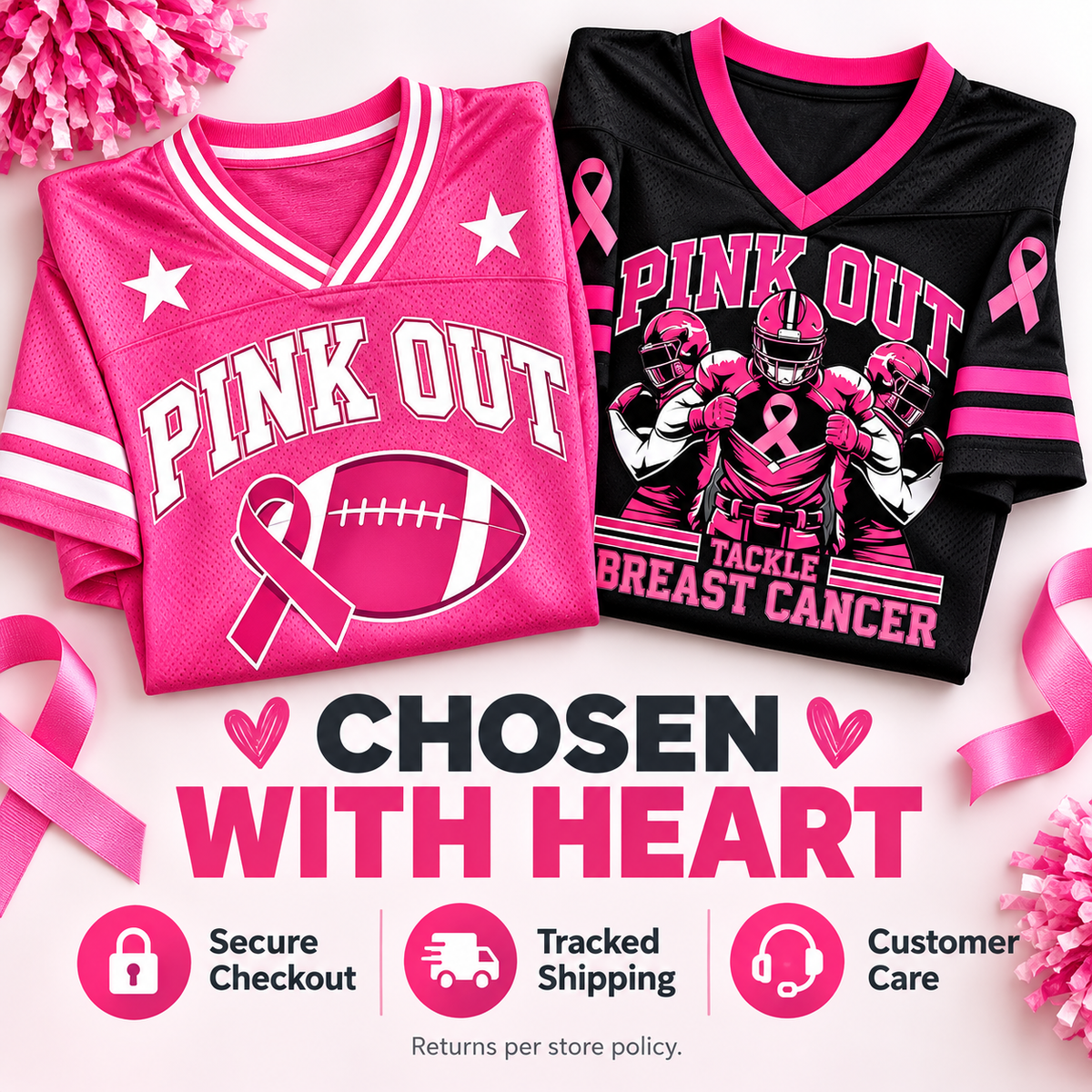 Pink Ribbon Breast Cancer Support Game Day Jersey