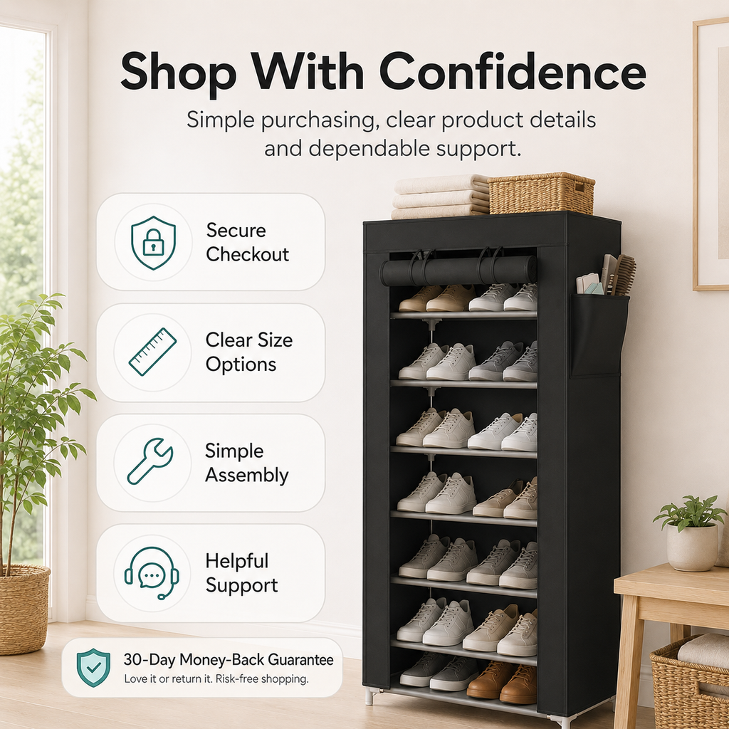 10-Tier Multifunctional Shoe Organizer with Side Storage