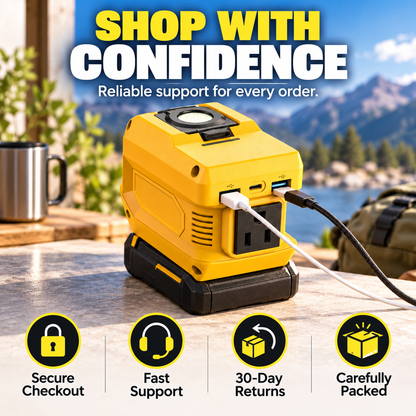 220W Portable Power Inverter with USB-C, Dual USB Ports & LED Work Light
