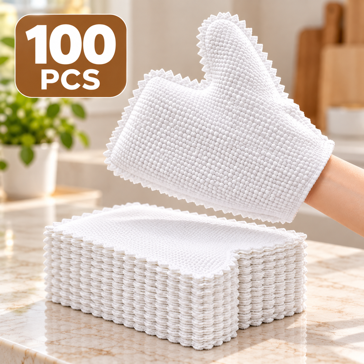 50-Pack Reusable Microfiber Cleaning Gloves – Wet & Dry Multi-Surface Cleaning