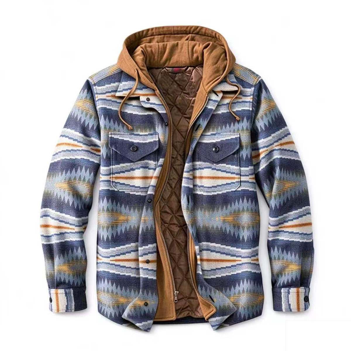 Men’s Quilted Flannel Hooded Shirt Jacket