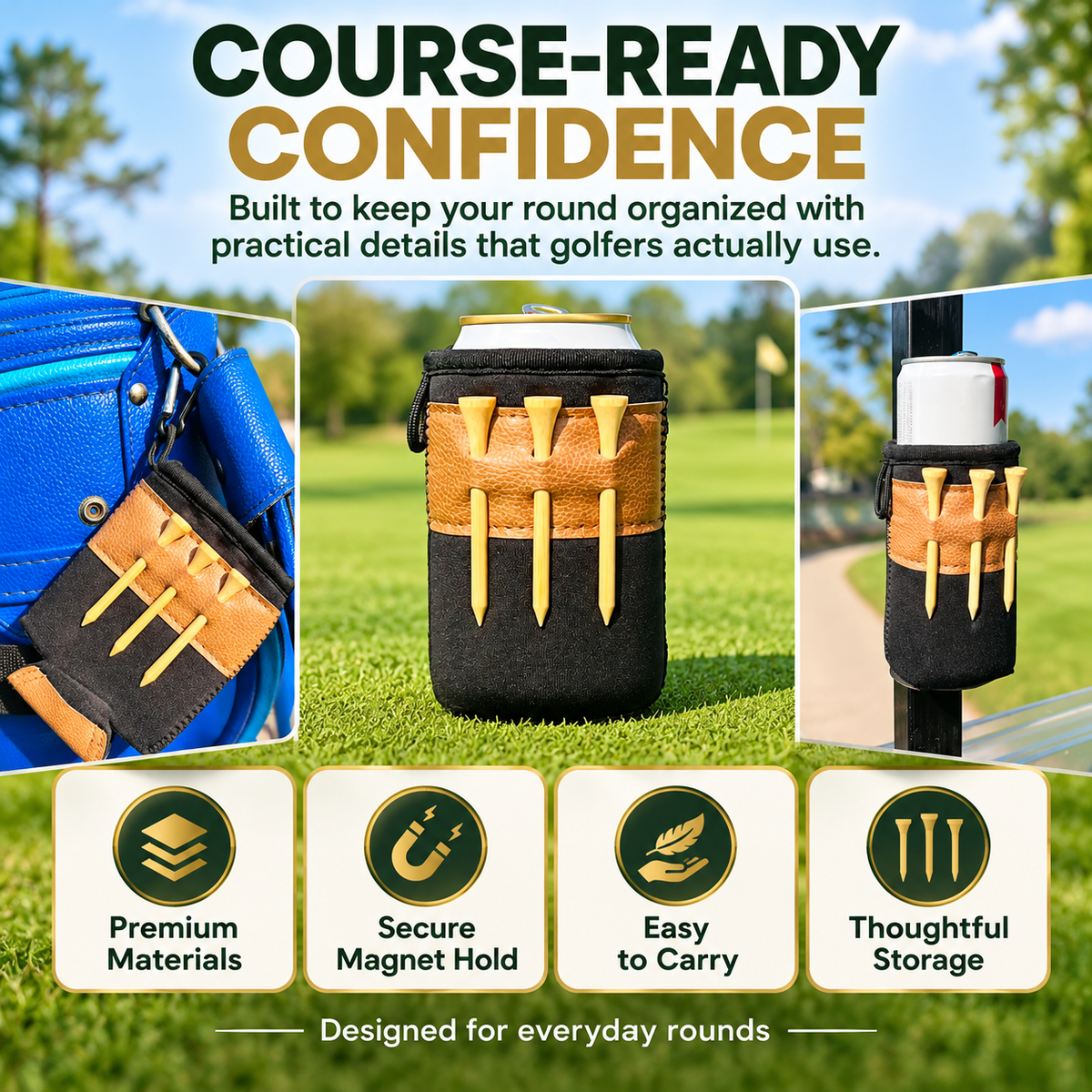 Magnetic Golf Cart Caddie – Keep Drinks, Tees & Markers Ready