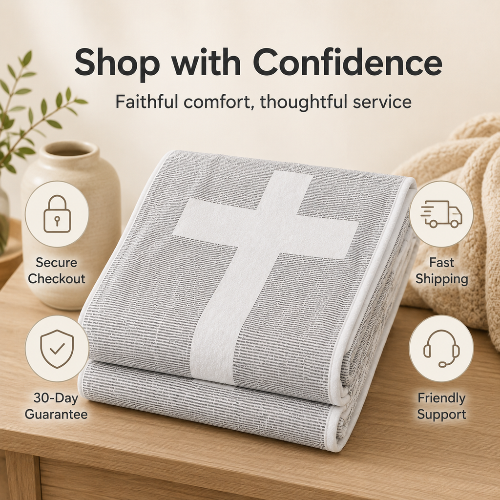 Gospel of John Blanket Soft Scripture Throw with Cross Silhouette
