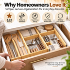 Adjustable Bamboo Drawer Dividers for Kitchen and Home