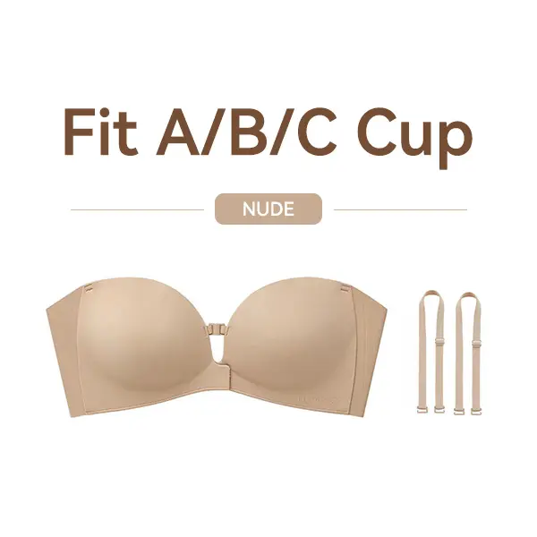 ✨Womens Strapless Front Closure Bra Push Up Lift Bra Padded Add Cup Non Slip Anti-Slip Grip & Removable Straps Fit Outfits Wireless Supportive Seamless