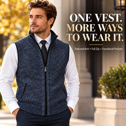 Men’s Full-Zip Stand Collar Sweater Vest