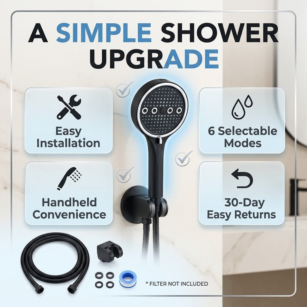 6-Mode High-Pressure Handheld Shower Head