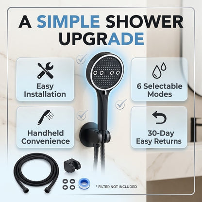 6-Mode High-Pressure Handheld Shower Head