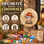 Interchangeable Front Door Welcome Sign Set with Seasonal Holiday Seasonal Icons