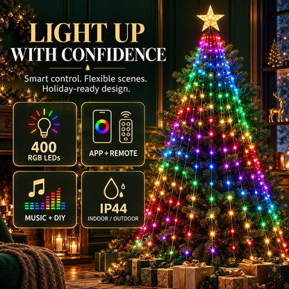 Smart RGB Christmas Tree Lights with App & Music Sync