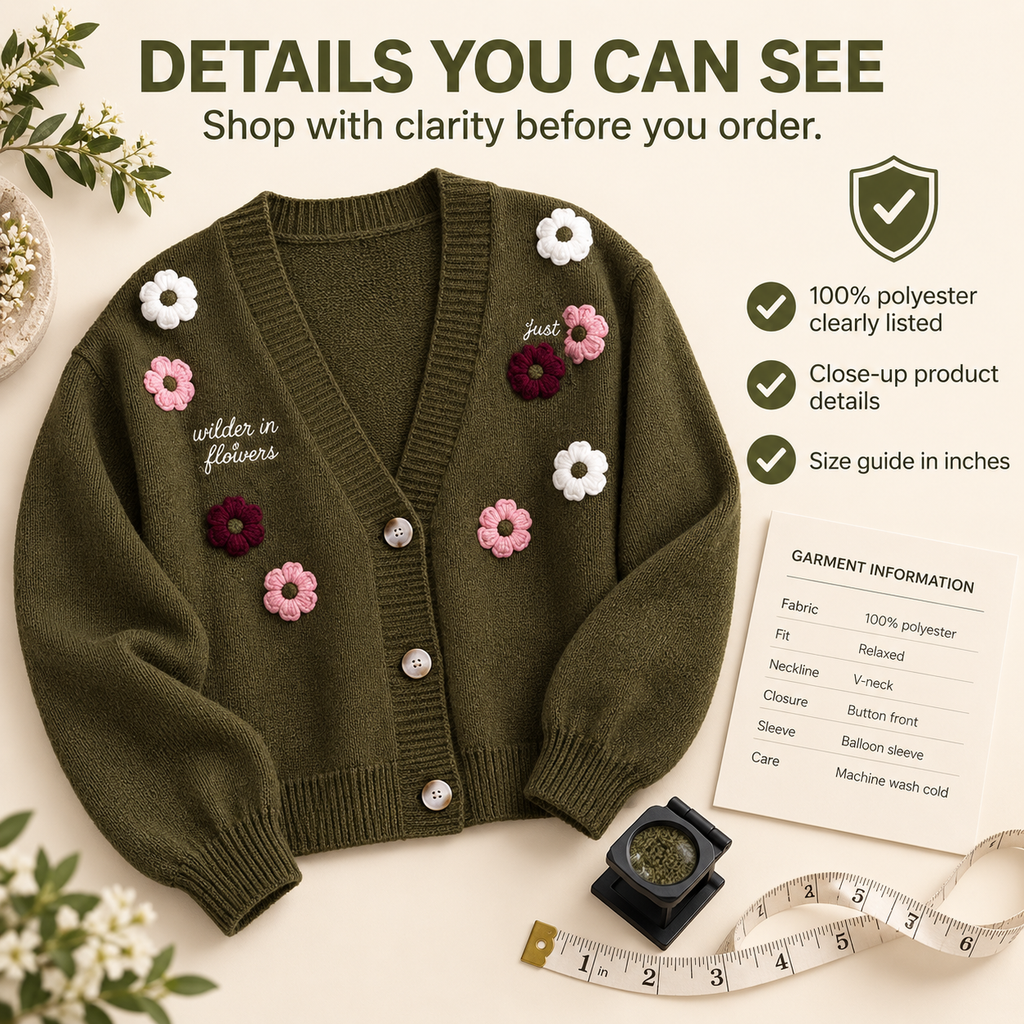 Vintage Floral Embroidered Button-Down Knit Cardigan Sweater