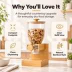 Bamboo Cereal Dispenser Countertop
