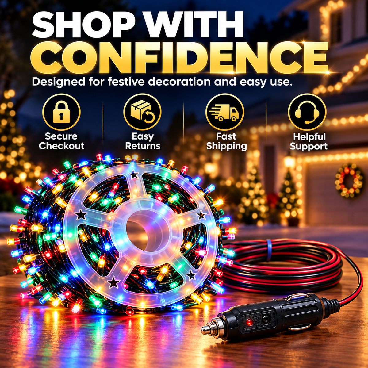 1500 LED Multicolor Car String Lights with Remote Control