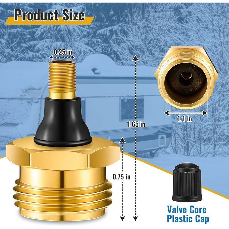 Solid Brass RV Blow Out Plug Adapter for Quick Winterizing & Water Line Protection