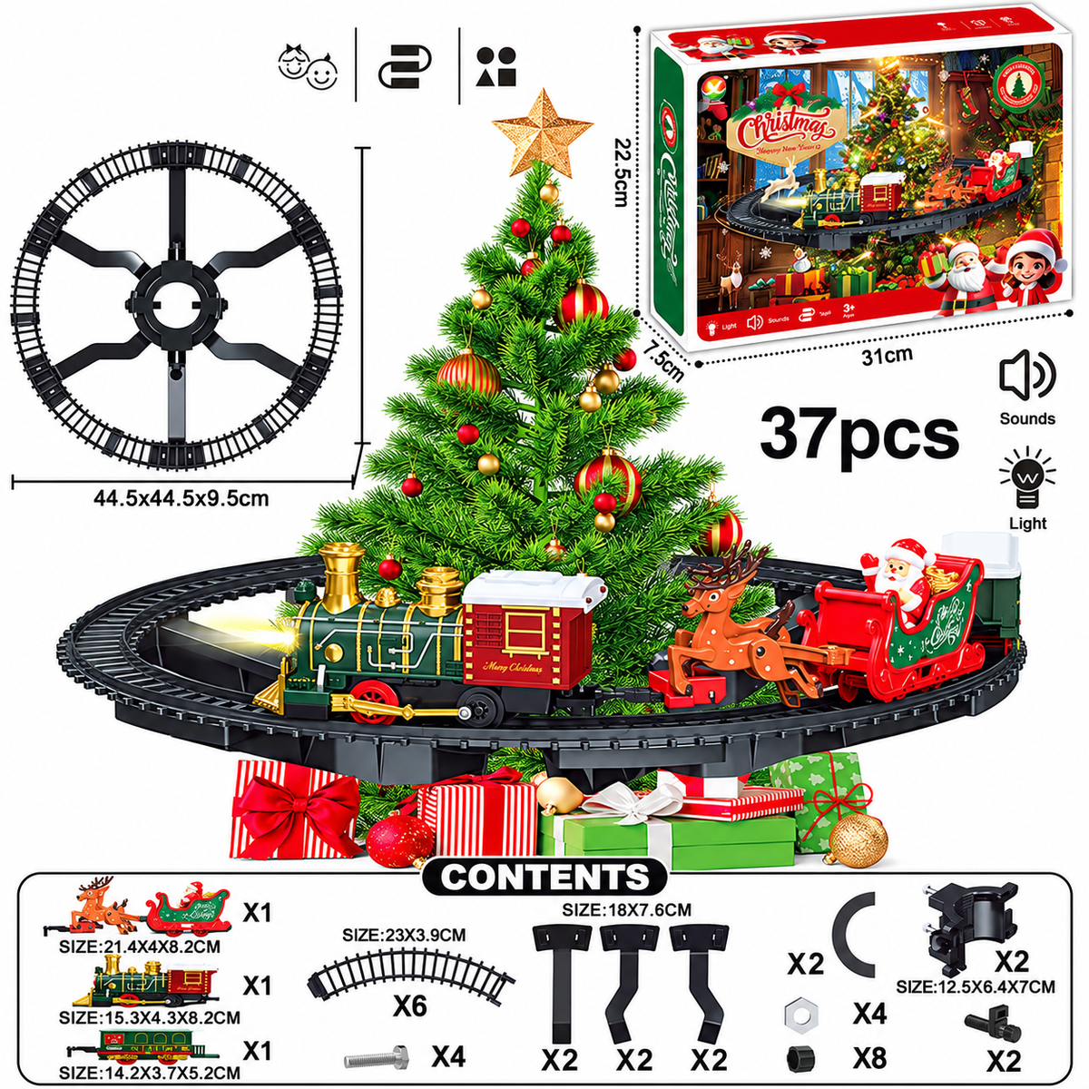 🎄 Animated Christmas Train Set for Around the Tree