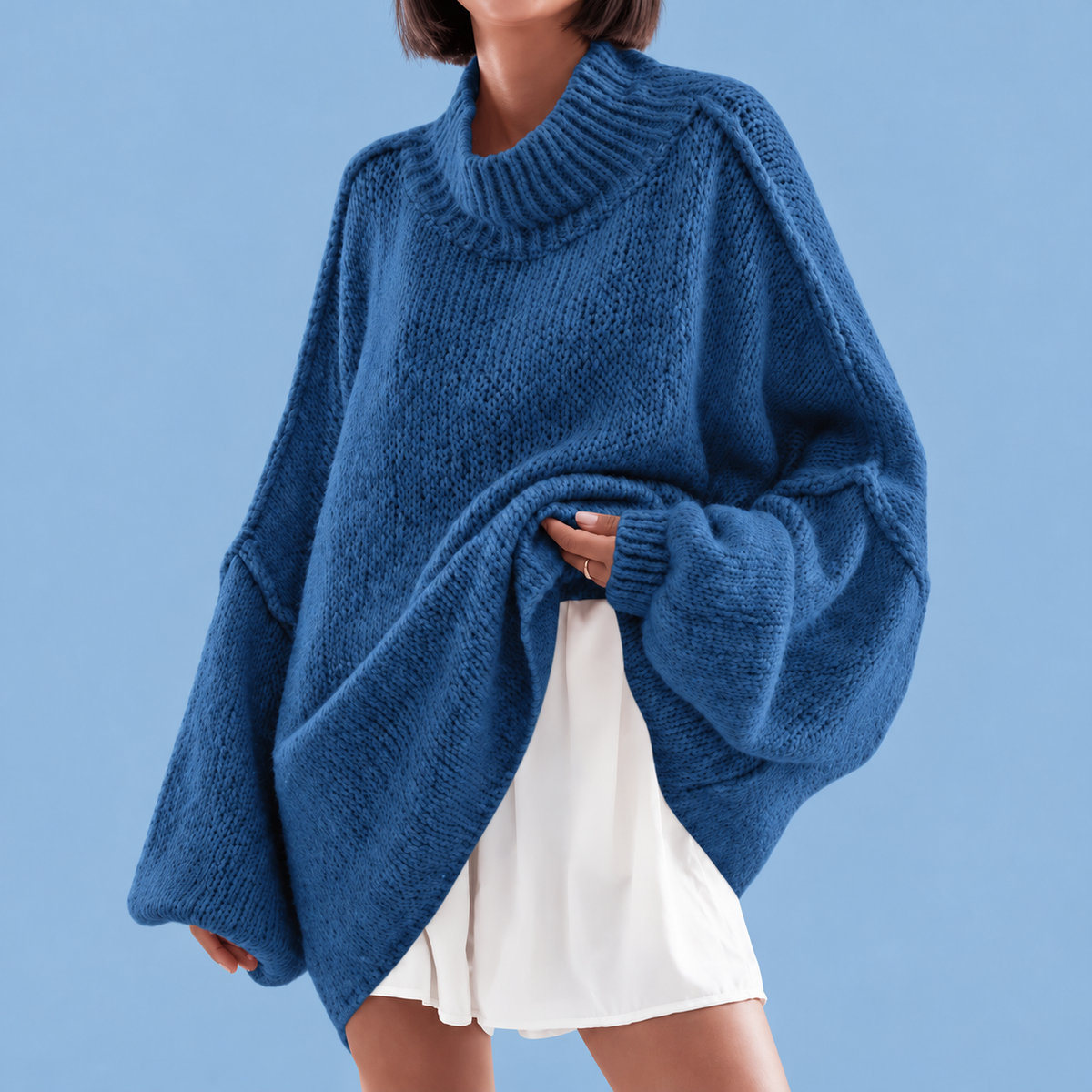 🍂 Oversized Batwing Sleeve Knit Sweater – Effortless Fall Style! 💕