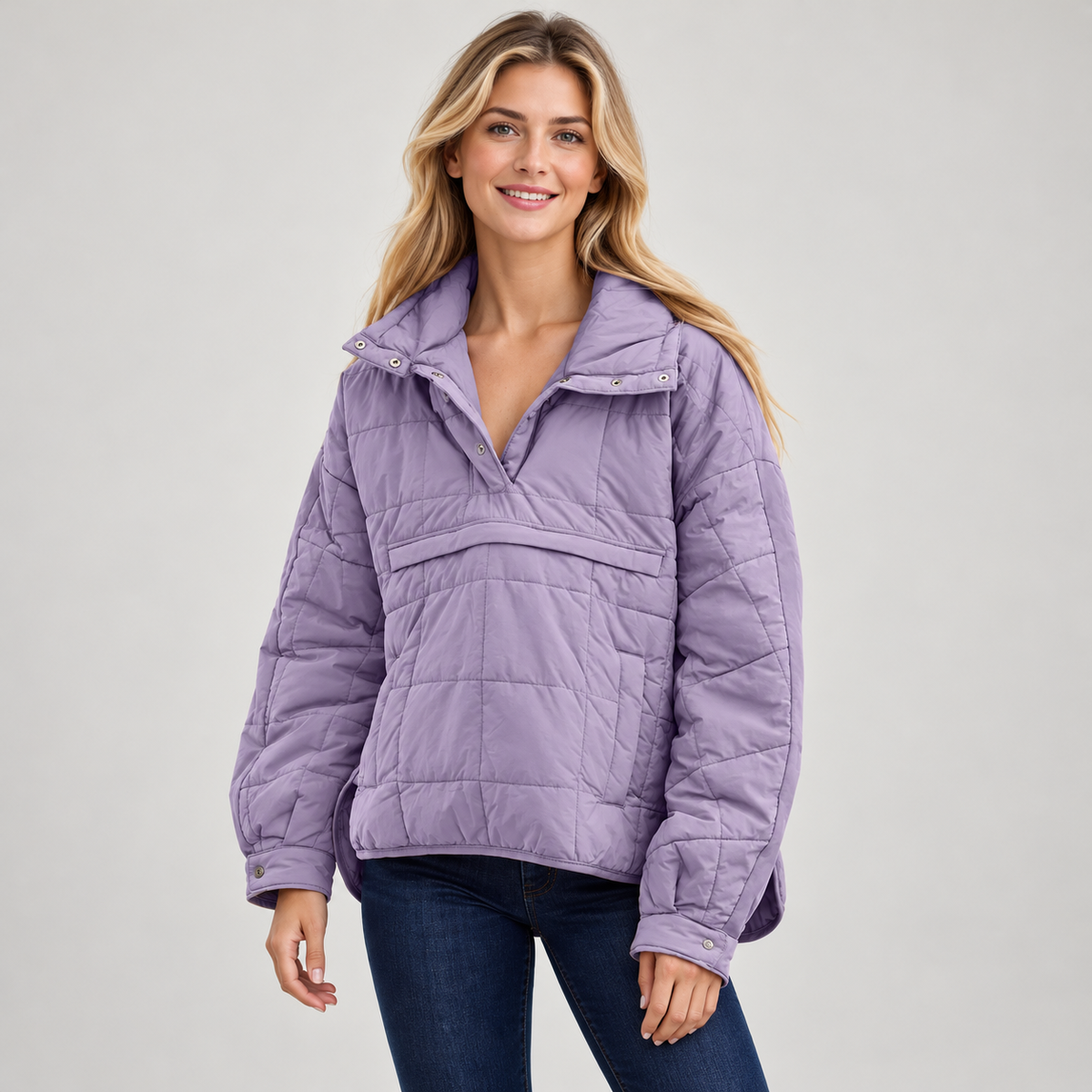 Tanming Women's Lightweight Quilted Hooded Anorak Jacket
