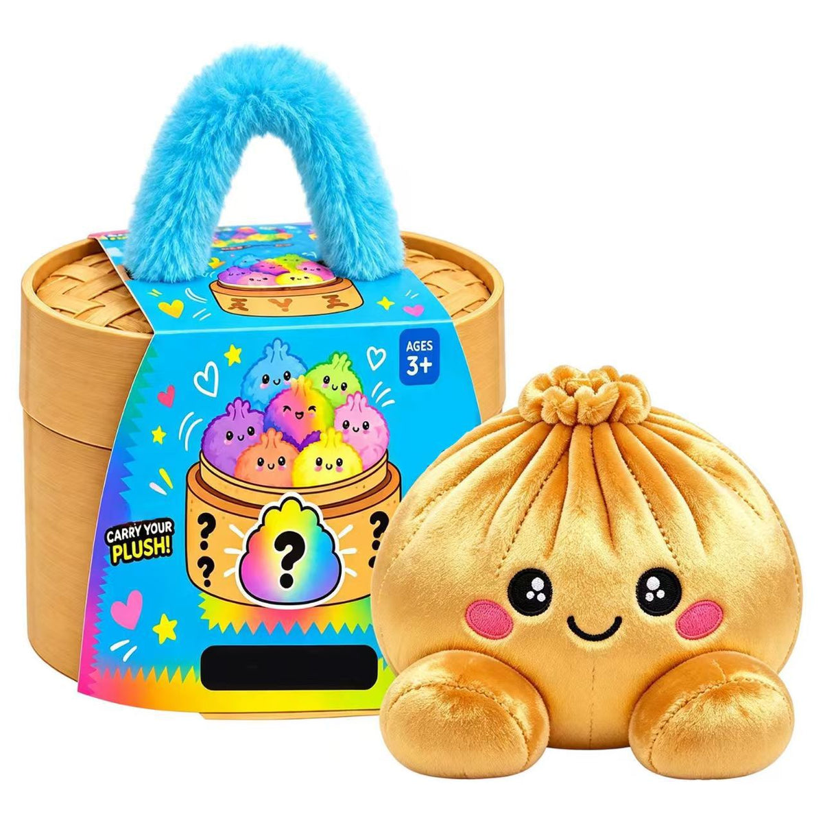 🥟 Cute Dumpling Plush Toy – Soft & Slow-Rebound Stress Relief Stuffed Animal with Bamboo Steamer Case🌈