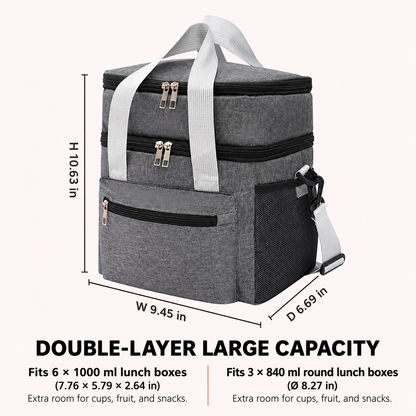 🥪2-in-1 Double-Layer Insulated Lunch Bag – Pack More, Keep It Hot or Cold Longer!✨