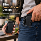 💼 Minimalist Tech | Men's Slim RFID-Blocking Pop-Up Wallet with Money Clip 🎁