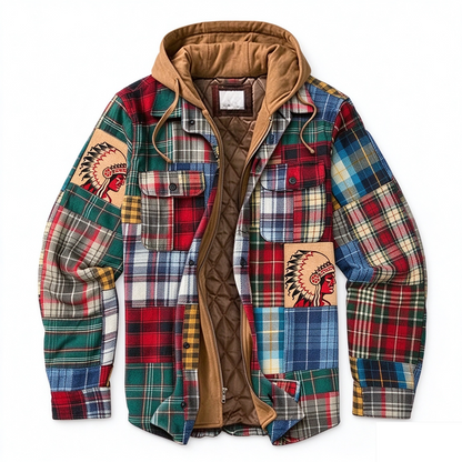 Men’s Quilted Flannel Hooded Shirt Jacket