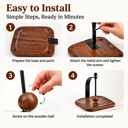 Modern Wood & Metal Napkin Holder with Weighted Arm