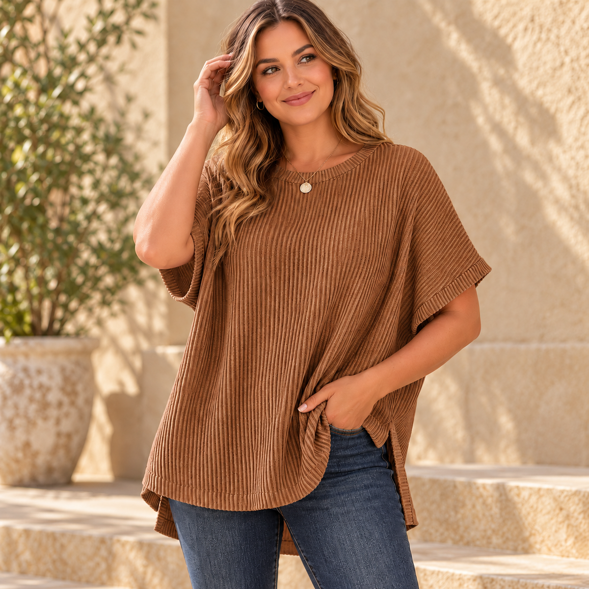 💕Women's Oversized Cotton Knit Top – Flattering Loose Fit🍂
