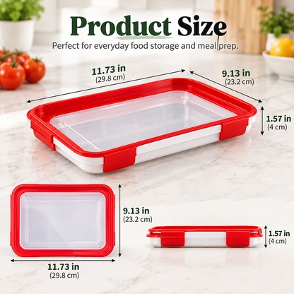 🍓 Portable Snack Tray with Stretch Lid – Snack Anywhere! 🥨
