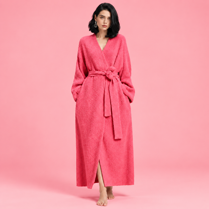 Women’s Long Plush Fleece Robe – Cozy Winter Loungewear