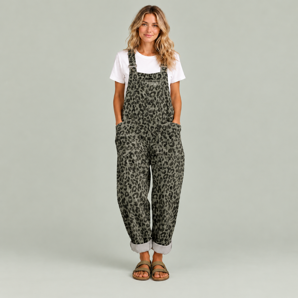 🐆 Women's Leopard Print Wide-Leg Denim Overalls 💖