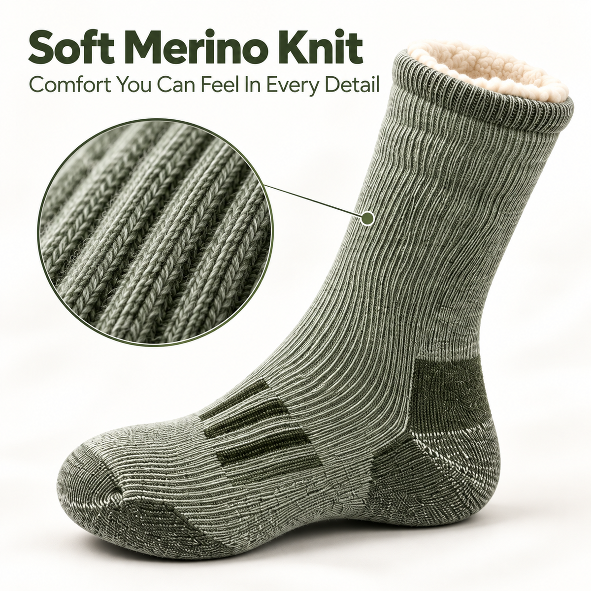 3-PAIR Merino Wool Thermal Socks – Thick Cushioned Winter Warmth