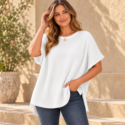 💕Women's Oversized Cotton Knit Top – Flattering Loose Fit🍂