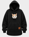 Oversized Sherpa Hoodie with Built-In Pet Pouch
