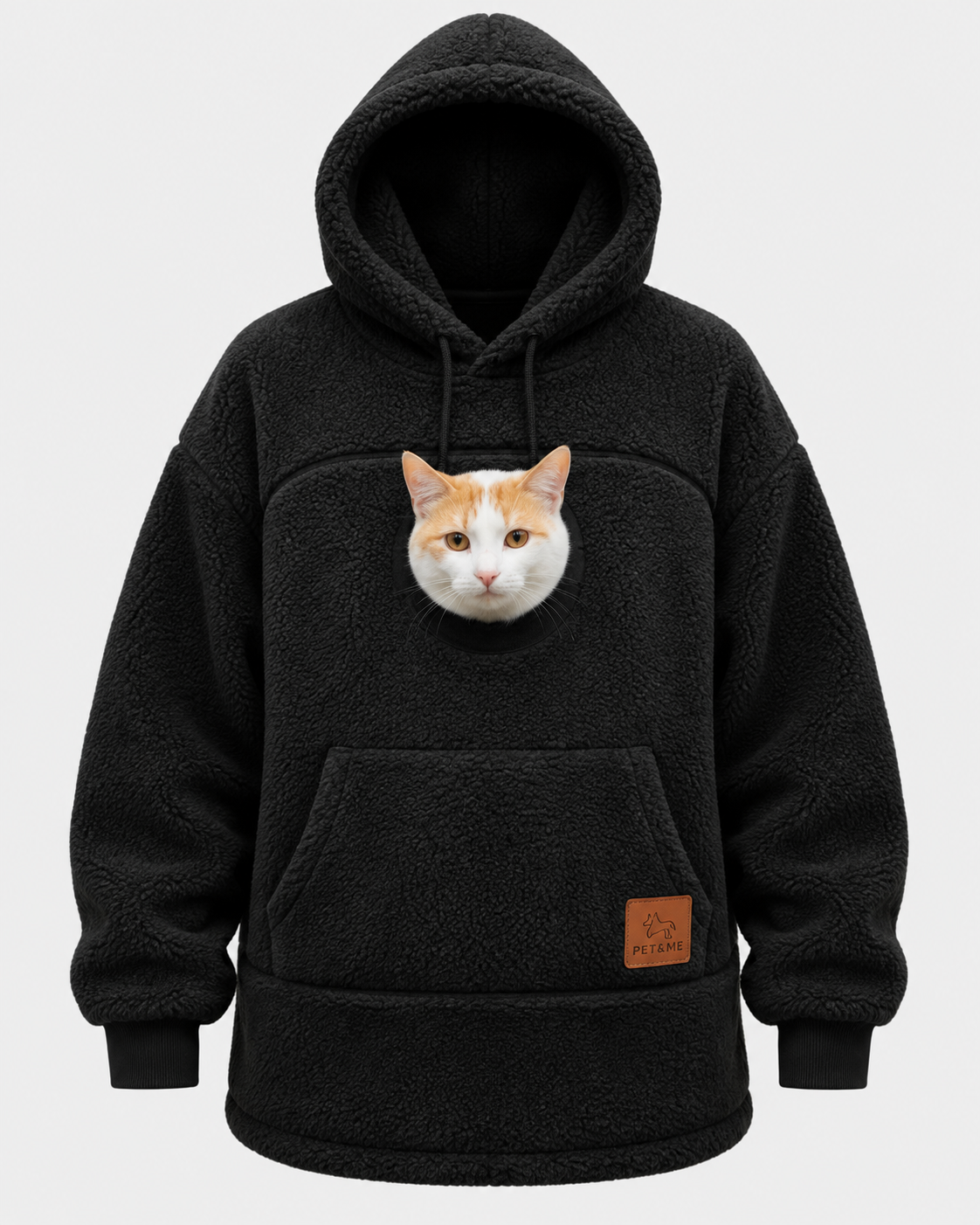 Oversized Sherpa Hoodie with Built-In Pet Pouch