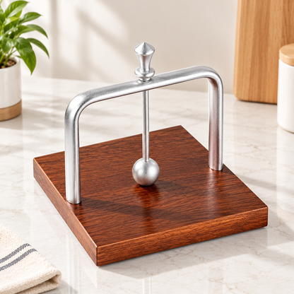 Gold & Wood Weighted Napkin Holder with Secure Arm