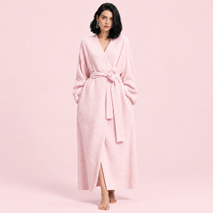 Women’s Long Plush Fleece Robe – Cozy Winter Loungewear