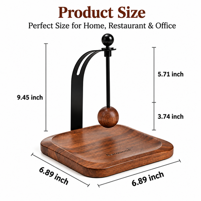 Modern Wood & Metal Napkin Holder with Weighted Arm