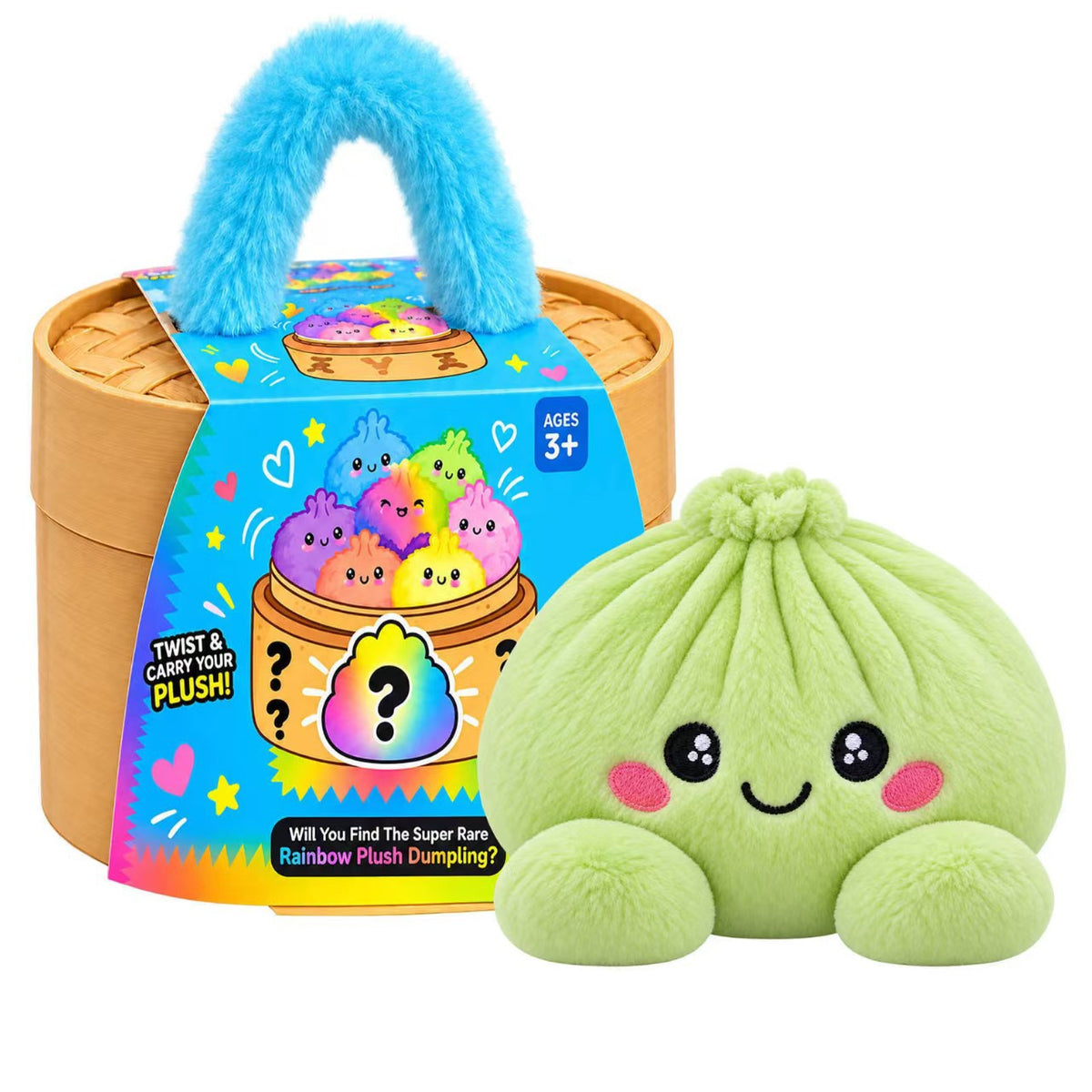 🥟 Cute Dumpling Plush Toy – Soft & Slow-Rebound Stress Relief Stuffed Animal with Bamboo Steamer Case🌈