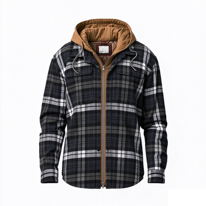 Men’s Quilted Flannel Hooded Shirt Jacket