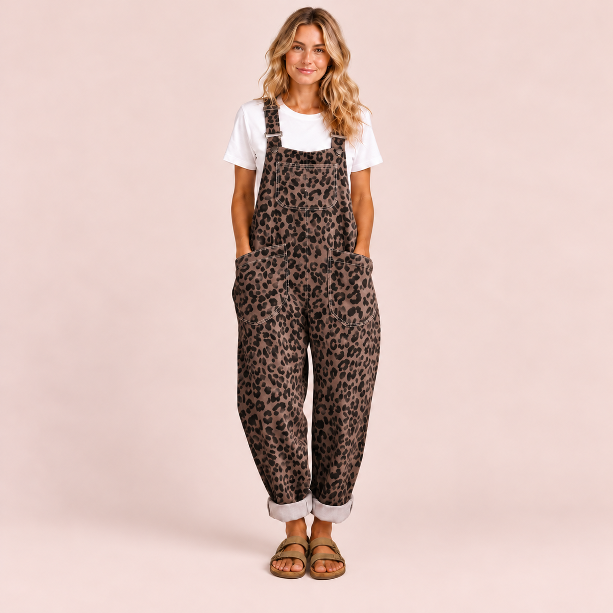 🐆 Women's Leopard Print Wide-Leg Denim Overalls 💖