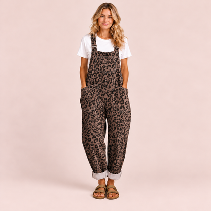 🐆 Women's Leopard Print Wide-Leg Denim Overalls 💖